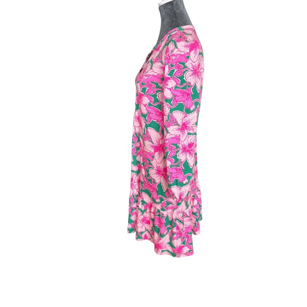 Lilly Pulitzer Alyssa Hibiscus Print Dress Long Sleeve Shift Size XS - Picture 5 of 10